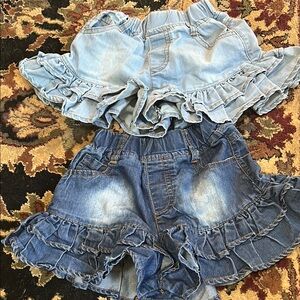 Ruffled Denim Shorts Set